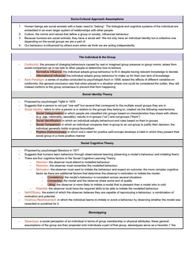 Cover page of IB Psychology HL 2021-2022: Socio-Cultural Approach Notes