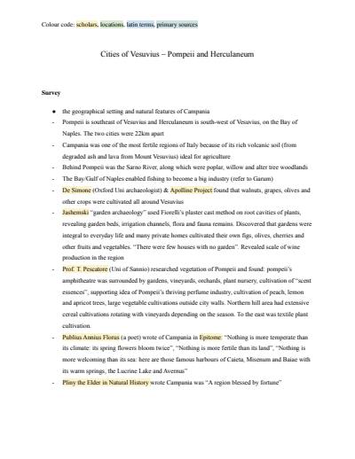 Cover page of Cities of Vesuvius full syllabus study notes (HSC ancient history)