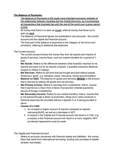 Cover page of 2022 Band 6 HSC Economics Trial Notes