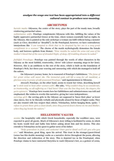Cover page of The Odyssey and The Penelopiad Comprehensive Notes