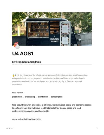 Cover page of Unit 4 of Area of Study 1 - Environment and Ethics 