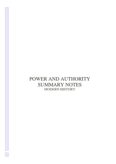 Cover page of Power and Authority Notes