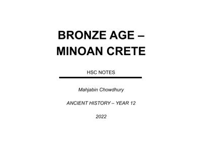 Cover page of Bronze Age Crete - Minoans Band 6 HSC Notes 2022 