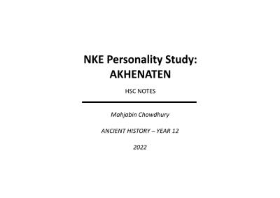 Cover page of NKE Personality Study - Akhenaten (Band 6 HSC Notes)