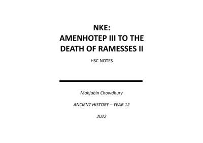 Cover page of NKE Amenhotep III to Death of Ramsses II (Band 6 HSC Notes)