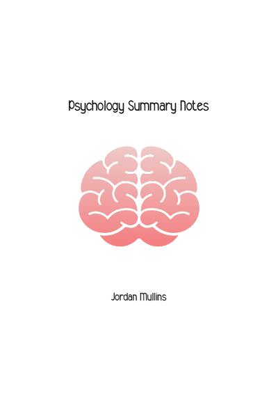 Cover page of Psychology 3/4 Notes (check description to see what's included)