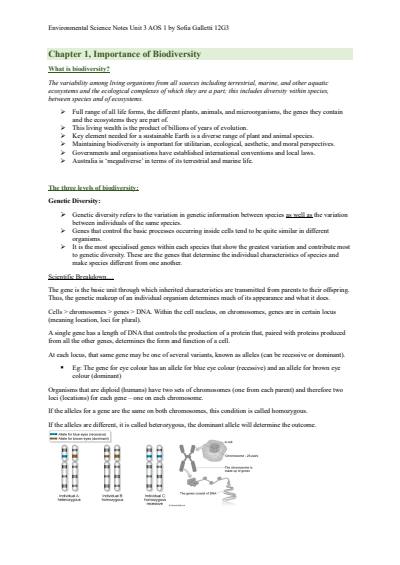 Cover page of ENVIRONMENTAL SCIENCE UNIT 3 AOS 1 NOTES