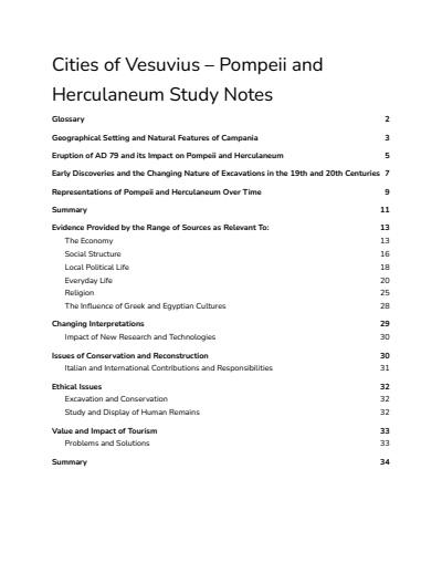 Cover page of Cities of Vesuvius – Pompeii and Herculaneum Study Notes