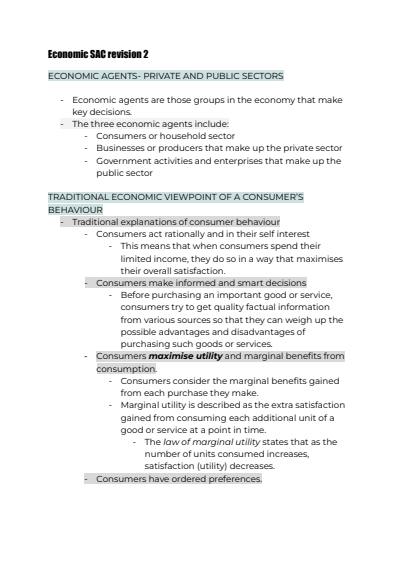 Cover page of Unit 1 AoS 2 - decision making in markets 
