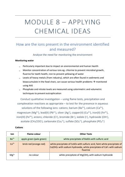 Cover page of Module 8 Notes