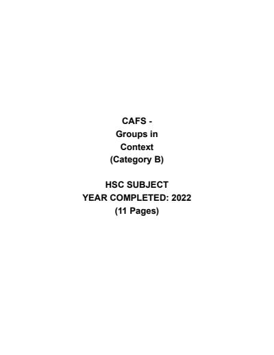Cover page of Community and Family Studies - Groups in Context (CATEGORY B)