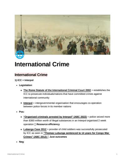 Cover page of BAND 6 - INTERNATIONAL CRIME ESSAY PLANS