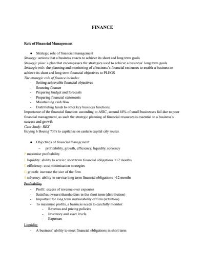 Cover page of Finance Notes