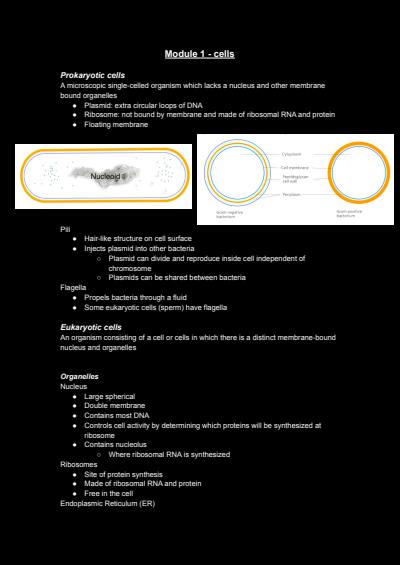 Cover page of Prelim Biology notes Module 1 - 3