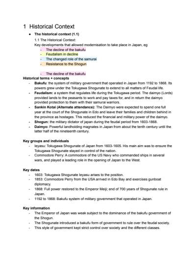 Cover page of Meiji Restoration Summary (Extensive Notes)