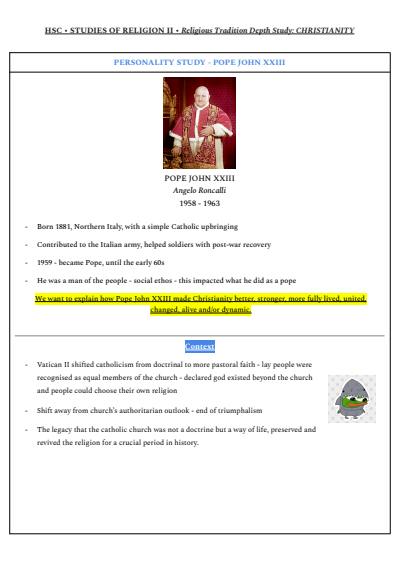 Cover page of Christianity SOR II Full Syllabus Notes (15pgs - 95 mark)