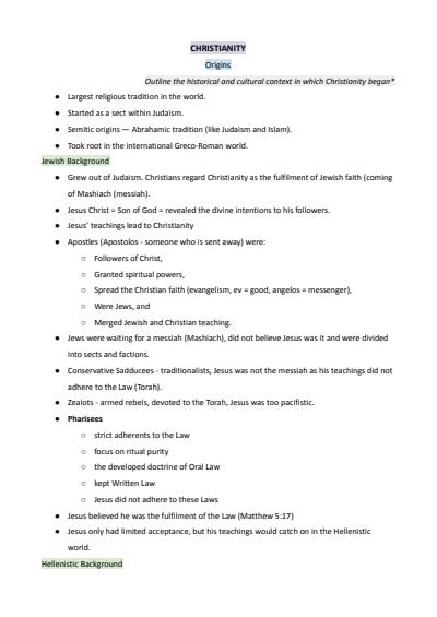 Cover page of Christianity Depth Study Notes on ALL Syllabus Dot Points
