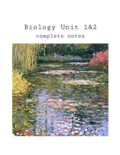 Cover page of Biology Units 1 and 2 QCE Notes 