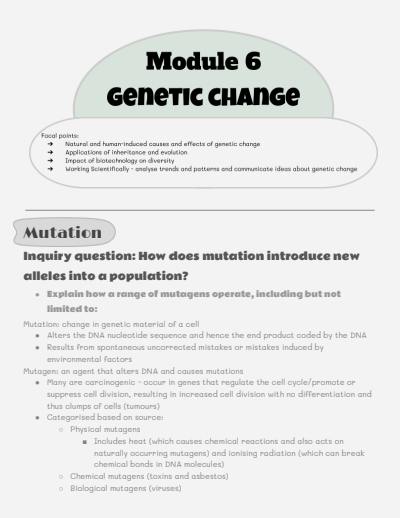 Cover page of BAND 6 | 99+ ATAR | BIOLOGY MOD 6 FULL NOTES 