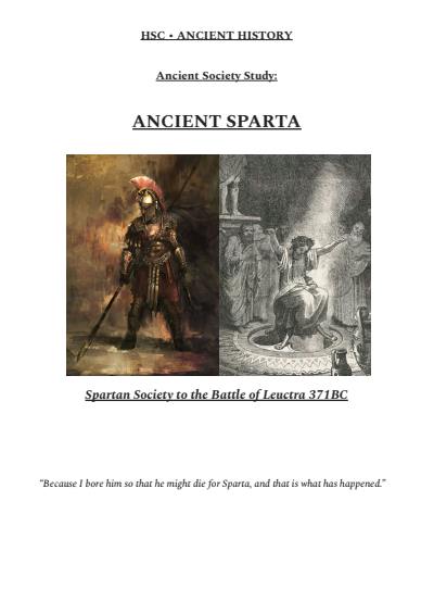 Cover page of Spartan Society - Ancient Notes (52pgs - 96 mark)