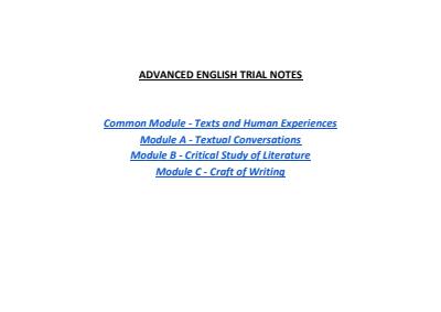 Cover page of HSC English Advanced Course Notes