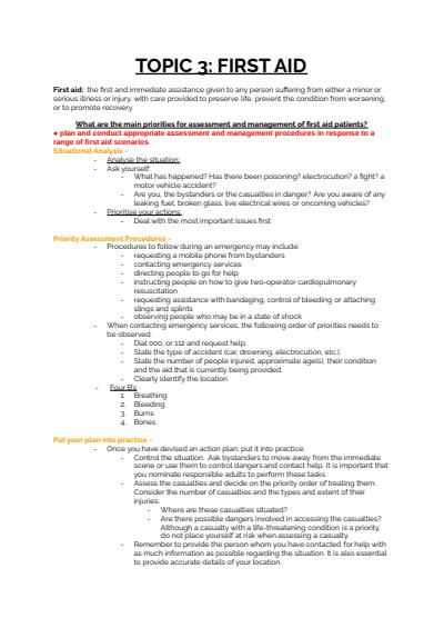 Cover page of Preliminary PDHPE Notes