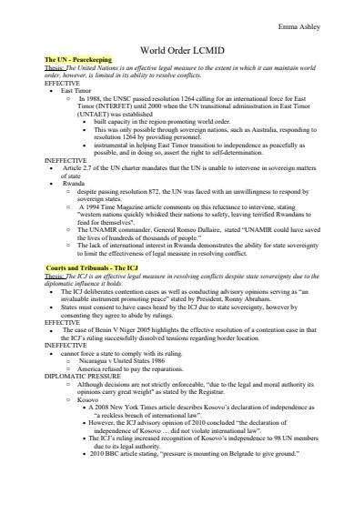 Cover page of World Order Evidence to use in Essays