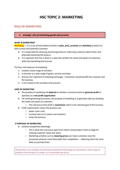 Cover page of HSC BUSINESS STUDIES: MARKETING