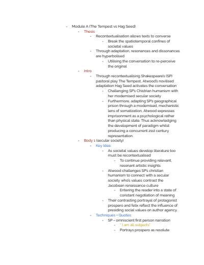 Cover page of Eng Adv - Module A / Paper 2 Essay Structure 20/20