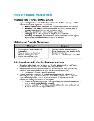 Cover page of Apple Case Study Notes - FINANCE