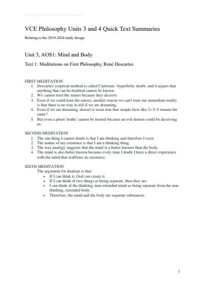 Cover page of Raw 50 Premier's Award VCE Philosophy Units 3 and 4 Quick Text Summaries