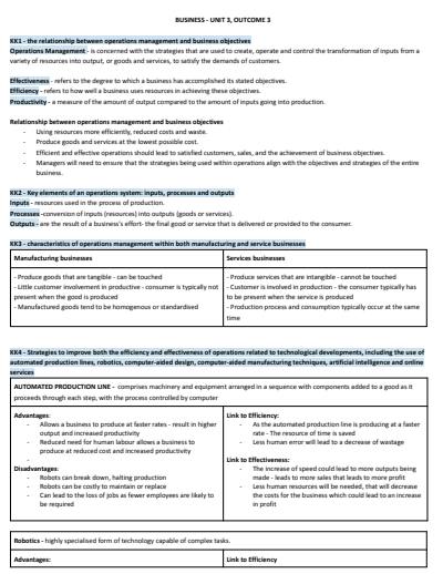 Cover page of BUSINESS - OPERATIONS MANAGEMENT (U3AOS3)