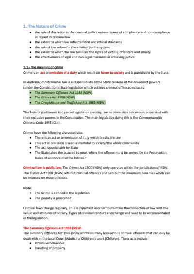 Cover page of BAND 6 Legal Studies: Crime (COMPLETE NOTES)