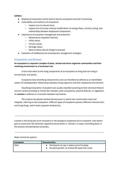 Cover page of COMPLETE BAND 6 GEOGRAPHY NOTES: Ecosystems at Risk
