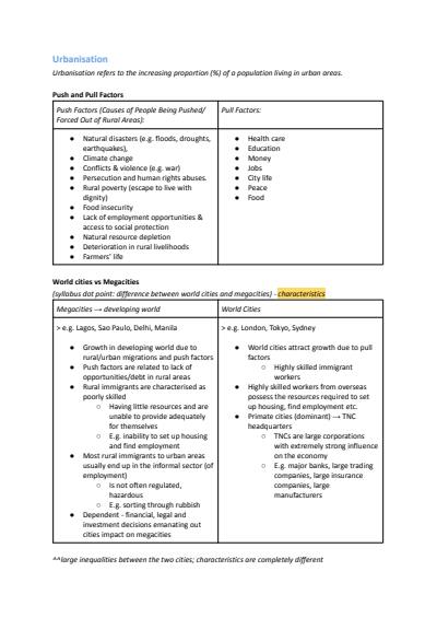 Cover page of COMPLETE BAND 6 GEOGRAPHY NOTES: Urban Places