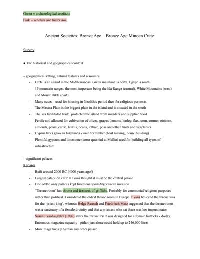 Cover page of Ancient Societies: Bronze Age Minoan Crete (year 12 ancient history)