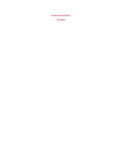 Cover page of Studies of Religion Full Syllabus