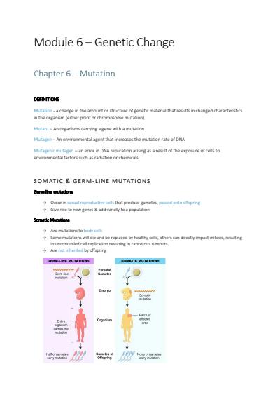 Cover page of Band 6 Biology - Module 6 - Genetic Change
