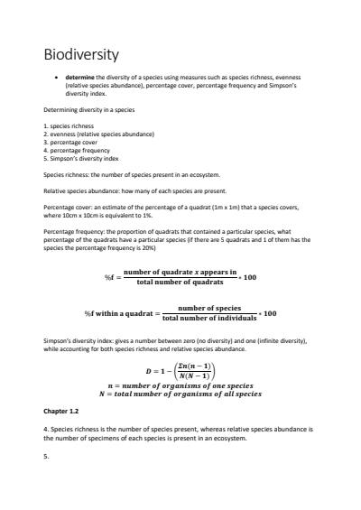 Cover page of Unit 2 Topic 1 Biology notes