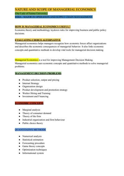 Cover page of Managerial Economics