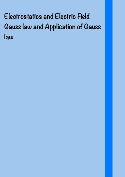 Cover page of Electrostatics and electric field