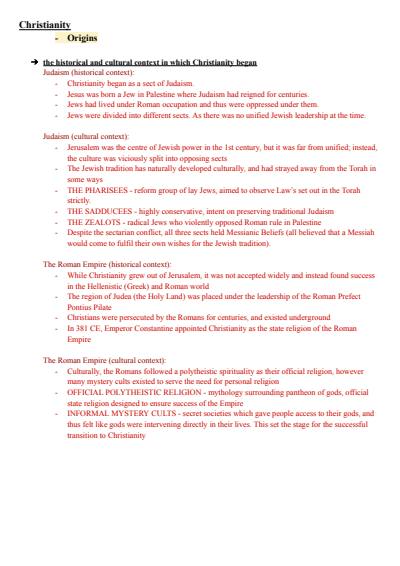 Cover page of Christianity Syllabus notes