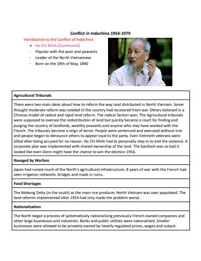 Cover page of Modern History: Indochina War Study Notes