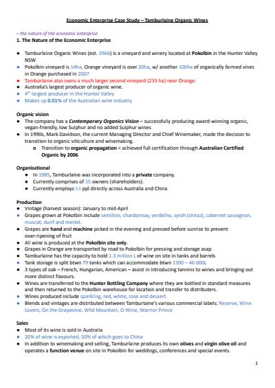 Cover page of Band 6 Geography Economic Enterprise Case Study