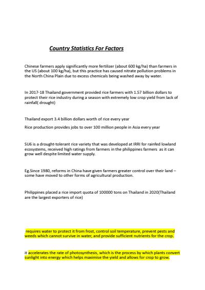 Cover page of Year 11 Geography Statistic Sheet