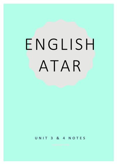 Cover page of ATAR English notes (scaled 80%)