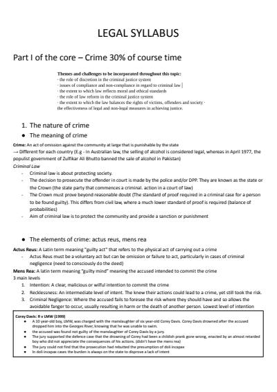 Cover page of Full Legal Studies Syllabus