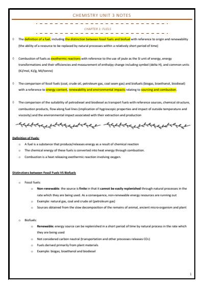 Cover page of Chemistry Unit3/4 VCE Notes