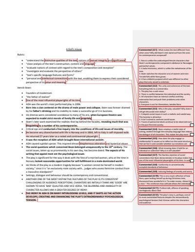 Cover page of HSC ENGLISH ADVANCED MODULE B A DOLLS HOUSE STATE RANKING NOTES (8TH IN NSW, 98% IN HSC EXAM)