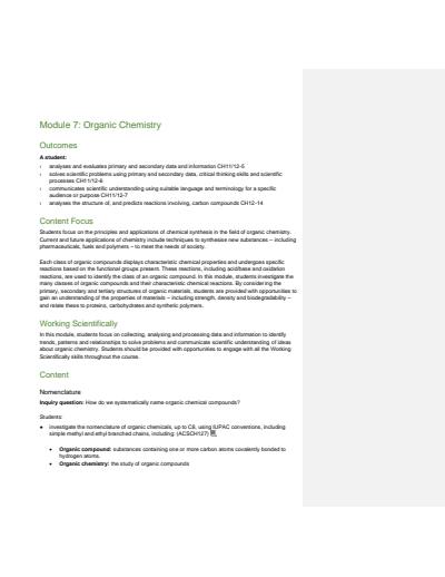 Cover page of (99.95 ATAR) HSC CHEMISTRY MODULE 7: ORGANIC CHEMISTRY COMPREHENSIVE SYLLABUS NOTES